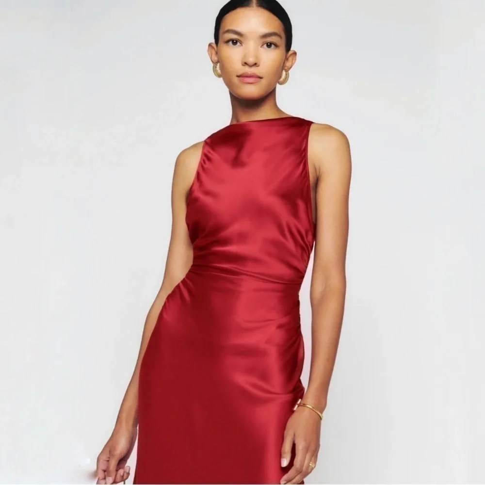 Reformation Casette Silk Dress Ruby Red Wine Sangre Open Back Maxi Gown size 6 - Picture 11 of 12